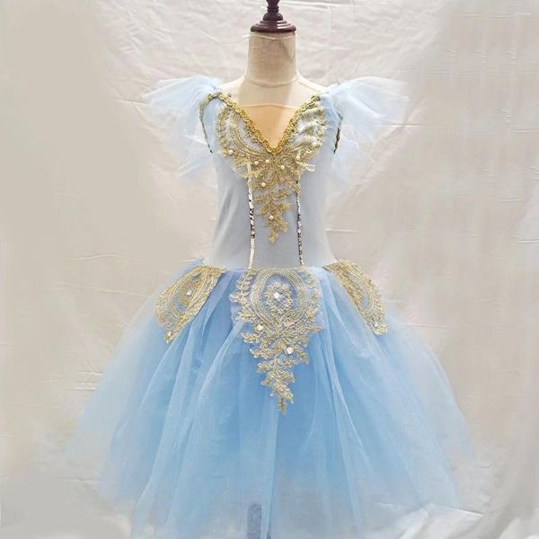 Stage Wear Kids Pink Ballet Tutu Falda Swan Lake Lake Dance Gasze's Dress Dress Traje Princesa Performance Dancewear