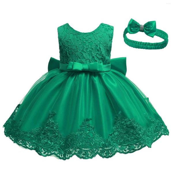 Stage Wear Enfants Princesse Robe De Soirée Bow Costume Sans Manches Bébé Fête D'anniversaire Enfants Vêtements Gâteau Puffy Été Enfant Fille