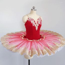 Vêtements de scène enfants rouge paillettes ballerine Ballet Tutu robe filles professionnel lac des cygnes danse Costumes adolescent fête vêtements