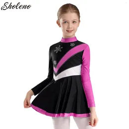 STAGE PEUR KIDS RHINATON BALLET TUTU Robe de gymnastique jumelles pour filles Mesh Figure Ice Skating Lyrical Dance Costume