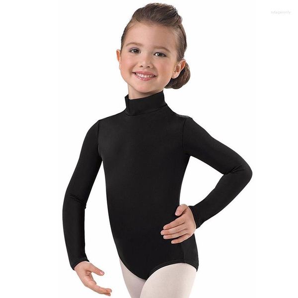 Costumes de danse de ballet en spandex pour enfants, vêtements de scène pour adolescents, costume de gymnastique à col montant, vêtements pour filles, body une pièce en nylon