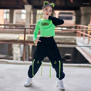 Etapa desgaste niños street dance outfit hip hop jazz traje niñas crop tops overoles hiphop pantalones salón de baile práctica rave ropa bl7299