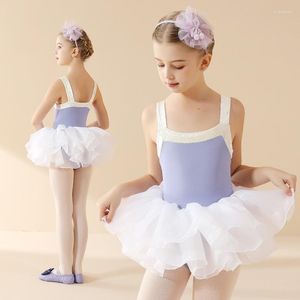 Stage Wear Enfants Bretelles Body Couleur Unie Justaucorps Gymnastique Vêtements Pour Filles Nylon Shapewear Camisole Danse Ballet Costume Robe