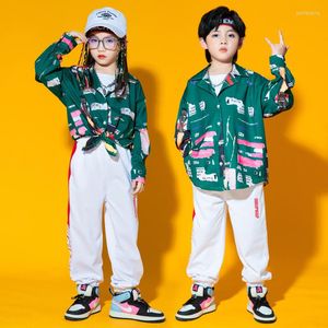 Stage Wear Kids Teen Kpop Outfits Jazz Street Clothing Graffit Shirt Tops Joggers Pantalon Pour Fille Garçon Hip Hop Dance Costume Show Clothes