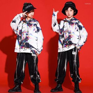 Stage Wear Kids Teenage Showoutfits Hip Hop Danicng Clothing Tie Dye Hoodie Cargo Pants For Girls Jazz Dance Costumes Street Kleding