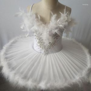 Vêtements de scène enfants blanc lac des cygnes Ballet danse Costume enfant professionnel Tutu robe plume noire Dancewear 90