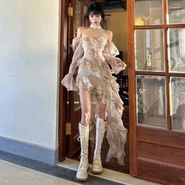 STAGE Wear Kpop Idol Performance Robe One Shower Show Cothes ExquiSite Ruffle Edge Jirt Fairy Beautiful Jazz Dance VBH72