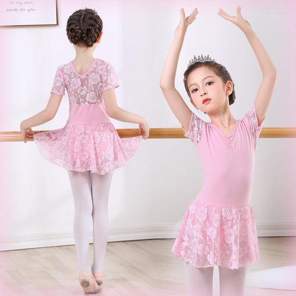 Vêtements de scène dentelle fille robe de Ballet pour filles enfants ballerine Tutu enfants Costumes Tulle danse justaucorps danse