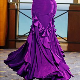 Stage Wear Ladies Volwassen Ballroom Dansrokken Red Purple Blue Black Flamenco Uitbreiding Rok Waltz Jazz Tango For Women