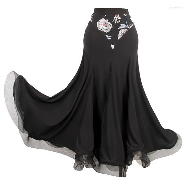 Escenario desgaste damas moderno vals estándar flamenco negro salón de baile falda salsa vestido faldas profesionales vestidos para mujer