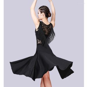 Vêtements de scène dames fête salle de bal Tango Latin moderne Jazz danse robe jupe femmes professionnel dentelle frange Salsa balançoire