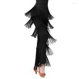 Palco desgaste grande tamanho dança latina calças franjadas para mulheres touradas jazz tango traje desempenho