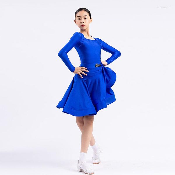 Stage Wear Latin Competition Dress Filles Manches Longues Tango Dancing Outfit Samba Dancewear Performance Costume Ballroom Dance Suit DL8155