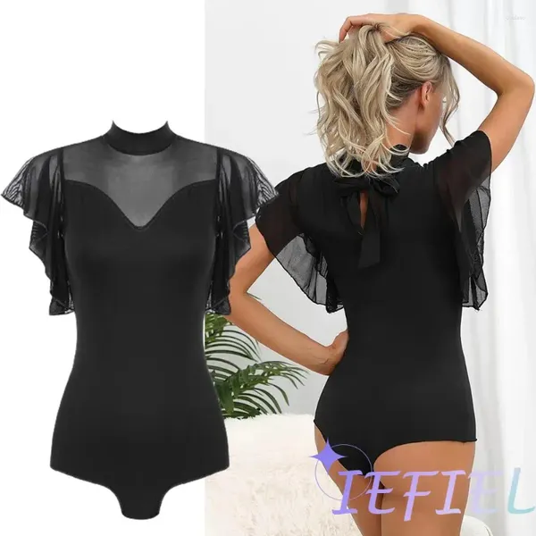 Stage Wear Latin Dance Body Bottoming Shirt Tops Cha-Cha Samba Ballroom Dancing Practice Compétition Costmues Splice Body Suit