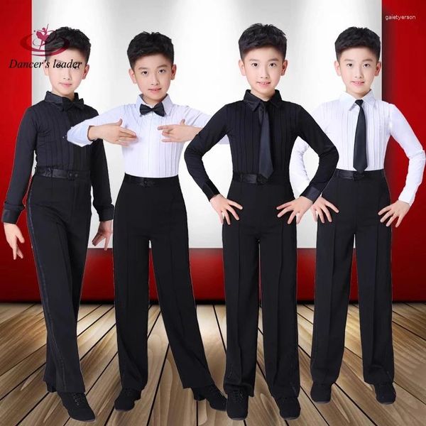 Wear Using Latin Dance Costumes Children's Standard Standing Garçons Pratique des garçons Performance blanche