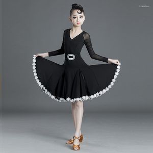 STAGE PEUR LATIN DANGE Robe pour filles enfants salsa tango salon de bal de bal de danse costumes de pratique pour enfants