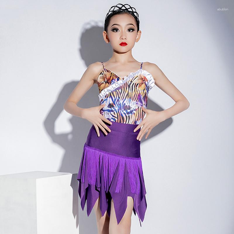 Stage Wear Latin Dance Dress For Girls Performance Costume Fringed Dancewear Kids Cha Samba Clothes DNV16620