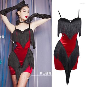 STAGE Wear Dance Dance Robe Fomen Women Red Suspender Pouettes de glands National Standard Performance Clothes DN15735