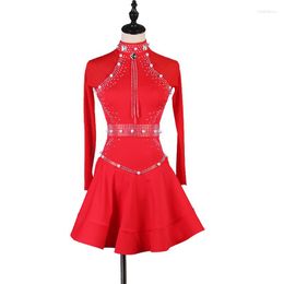 Etapa desgaste vestido de baile latino dama junior adulto dres competencia cuentas lila rojo negro azul real personalizado lq173