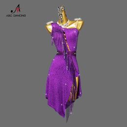 Stage Draag Latin Dance Dress Midi Girls Outfit Cabaret volwassene Timpel Party Rok Avond SEXY BALLAIRE Oefening Draag Chacha Line Suit Kid Y240529