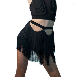Vêtements de scène robe de danse latine femmes Patchwork gland jupe Sexy pour salle de bal Samba Tango Chacha danse du ventre Performamnce