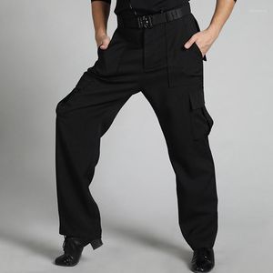 Vêtements de scène pantalon de danse latine hommes pantalon de poche noir Cha Rumba Samba danse mâle compétition Performance vêtements DNV12690