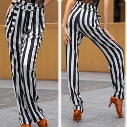 Bühnenkleidung Latin Dance Hosen für Frauen Weibliches Streifendesign Latino Peformance Dancewear Cha Samba Hose DX069