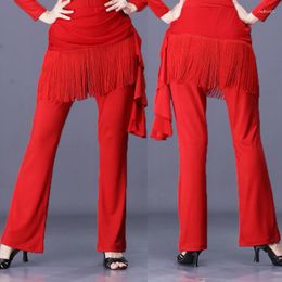 Stage Wear Pantalon de danse latine légèrement évasé en trois étapes en forme de pas, jupe à pompon carrée pour danseuse de marin, grande taille 4XL