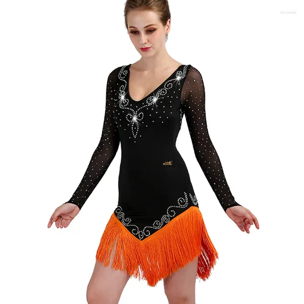 STAGE PEUR LATIN ROBE FEMMES SALSA SAMBA Costumes Pratique Pratiquez Femme Dance Femme Style