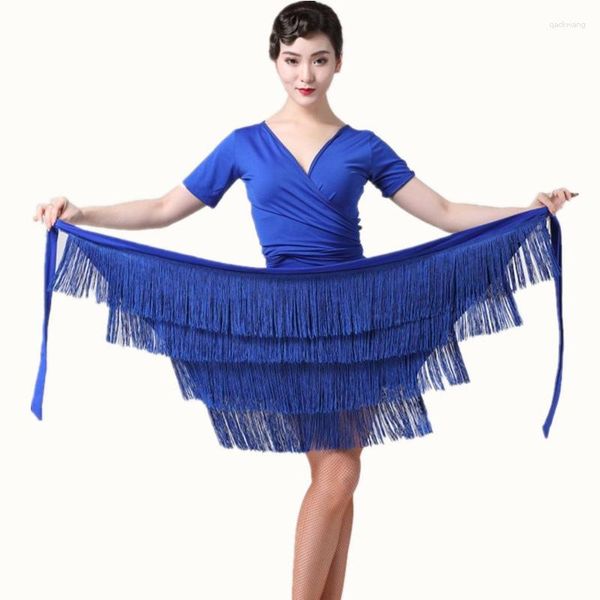 Vêtements de scène jupe latine pour femmes frange gland hanche écharpe jupes de danse enveloppement salle de bal pratique danse