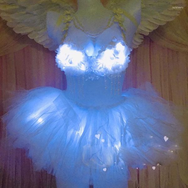 Desgaste de la etapa Luz LED Moda Sexy Girl Show Performance Dress Ropa Disfraces