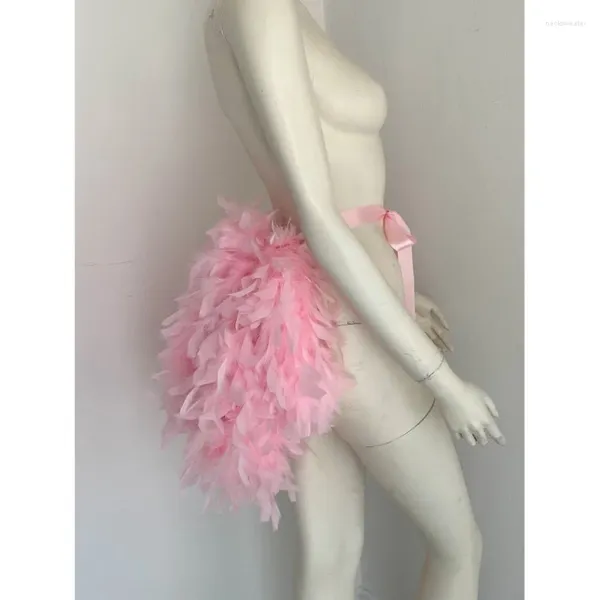 Etapa desgaste luz rosa pluma cola tutú traje showgirl burlesque accesorios