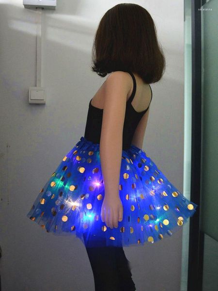 Stage Wear Light Up Tutu Polka Dots Jupe Glow Party Cosplay Costume Lumineux Showled Costumes De Danse Cadeau D'anniversaire Pour Fille De Mariage