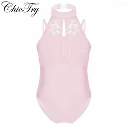 Portez de la scène Little Kids Girls Spaghetti Bouteaux d'épaule Turtle Neck Lace R superlayage Bolet Ballet Dance Gymnastique Terrard Leotard Régit de combinaison de combinaison