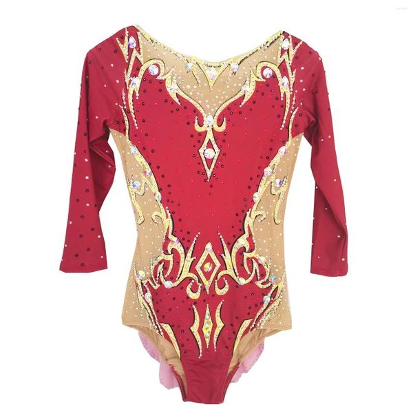 Stage Wear LIUHUO Personnalisé Rythmique Gymnastique Justaucorps Filles Femmes Rouge Danse Compétition Unitards