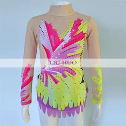 Stage Wear LIUHUO Rhythmic Gymnastics Leotard Customize Adult Women Girl Costume Performance Competition Dance Dress Teen Multicolour Child