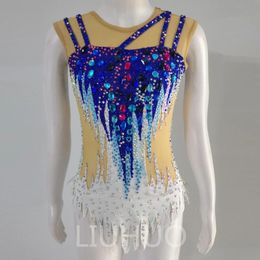 Bühnenkleidung LIUHUO Rhythmische Gymnastik Trikot Wettkampf Cheerleading Leistung Weiß Blau Für Kinder