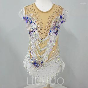 Wear de la scène liuhuo rythmique gymnastique justaucorps de performance compétitive vêtements beaux blancs