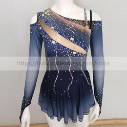 Stage Wear LIUHUO Femmes Aldult Girl Personnaliser Costume Performance Compétition Justaucorps Glace Robe De Patinage Artistique Dance Roller Gris Dégradé