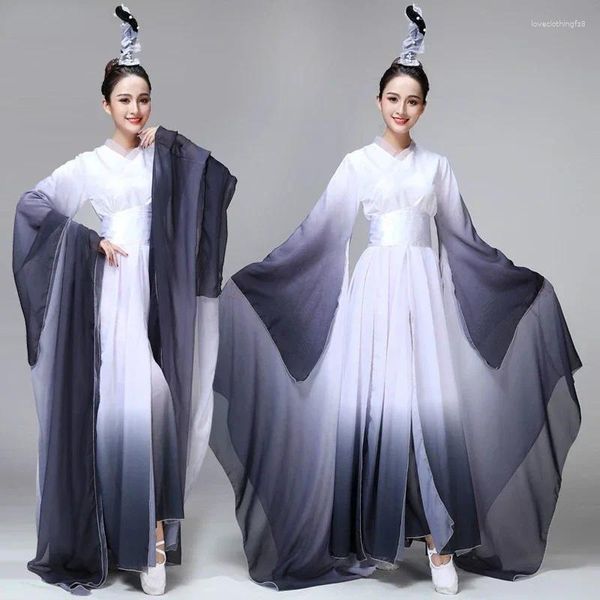 Stage Wear Manches longues Classique Folk Dance Fée Vêtements Manches d'eau Costumes Adultes Ancien National Hanfu Yangko Performance