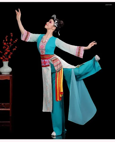 Etapa desgaste Lotus Premio Mismo estilo Flor Yao Mujer Miao Étnico Yunnan Rendimiento Yi Ropa de baile PERSONALIZADO