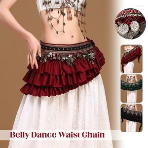 Stage Wear Luxueux Rétro Femmes Belly Dance Hip Écharpe avec pendentif en cuivre antique Tribal Vintage Satin Wrap Costume Ceinture