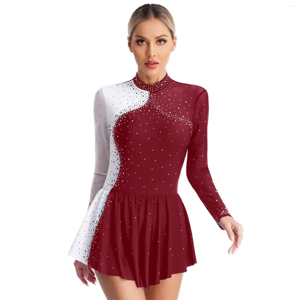 Portez des robes lyriques robes artistiques Dance-vêtements pour femmes en strass de danse justaucorps ballet gymnastique majorttette uniforme costume