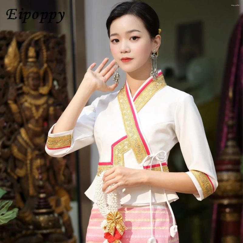 Stage Wear Malaysia Thailand Myanmar Long-gyi Skirt Lace Top Sarong Dai Tube Women's Clothing Traditional Dress Thai