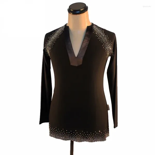 Stage Wear Mâle Noir Blanc Chemise Professionnel Hommes Salle De Bal Beauté Compétitive Tango Standard Porte Classique Latin Danse Tops