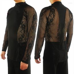 Stage Wear Homme Sexy Dentelle Latin Dance Tops Costume de compétition professionnelle Tango Ballroom Vêtements de danse Samba Rumba Dancewear