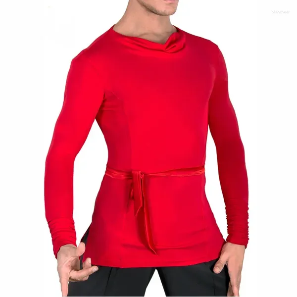 STAGE Wear Men Dance Shirt Ballroom Latin Dancing Top Long Manches Prating Clothing Professional Flamengo Salsa Samba Dancewear DNV10304