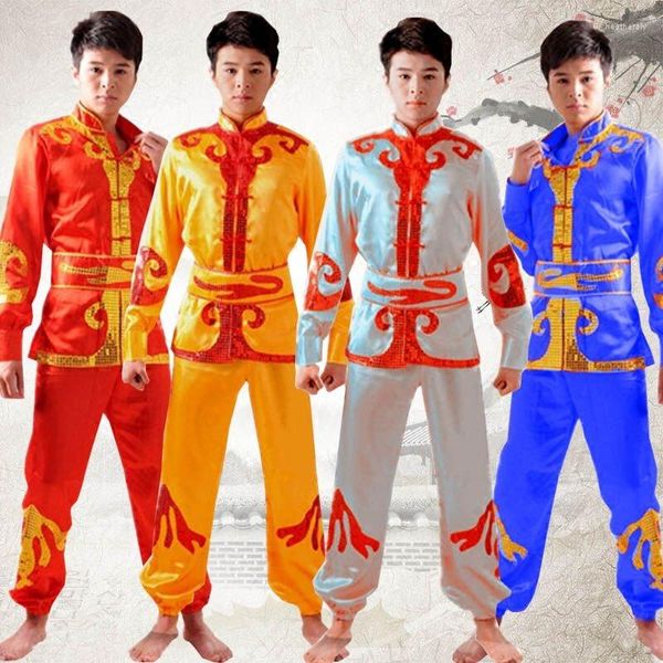Vêtements de scène hommes Lion danse tambour Costume mâle Yangko Performances vêtements nationaux chinois Folk