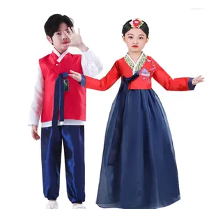 Vêtements de scène Costumes pour hommes et femmes Costumes traditionnels coréens pour enfants Filles améliorées Hanbok Garçons Bébé