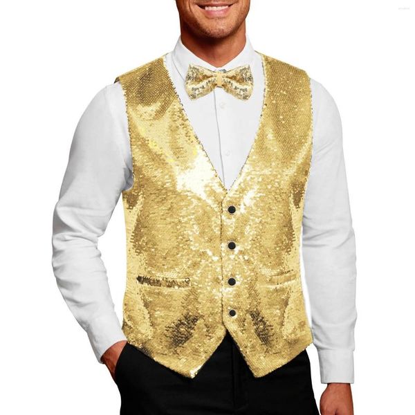 Stage Wear Costume de costume de paillettes de couleur unie pour hommes avec noeud papillon Discothèque Danse Mariage Mode Dress Up